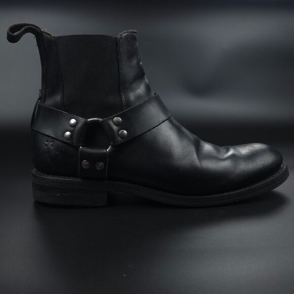 FRYE Stone Harness Chelsea Boots Black Boho Grunge Moto Biker Western Cowboy 9 - Picture 3 of 14